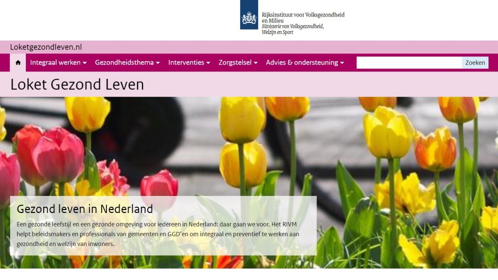 screenshot van de RIVM Databank Gezond Leven met daarop tulpen 